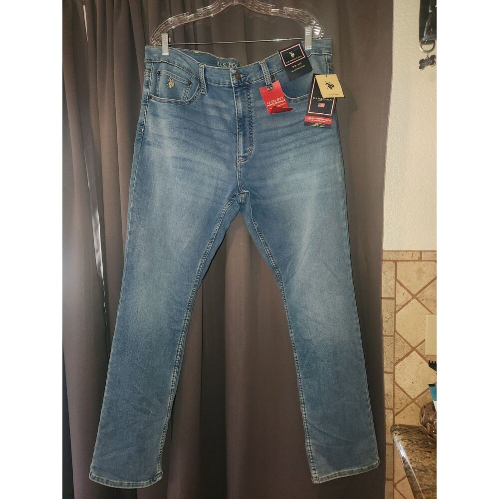 NWT U.S. Polo Assn. Men's Denim Jeans 38x32 Slim Straight Medium Wash Blue